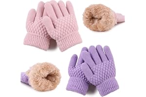 JANGANNSA Cold Weather Kids Gloves Warm Knitted Children Magic Glove With Fleece Lining Winter Gloves For Boys Girls