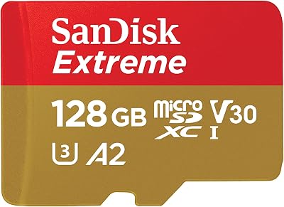 SanDisk 128GB Extreme microSDXC card +SD adapter U3 V30 A2 190 MB/s
