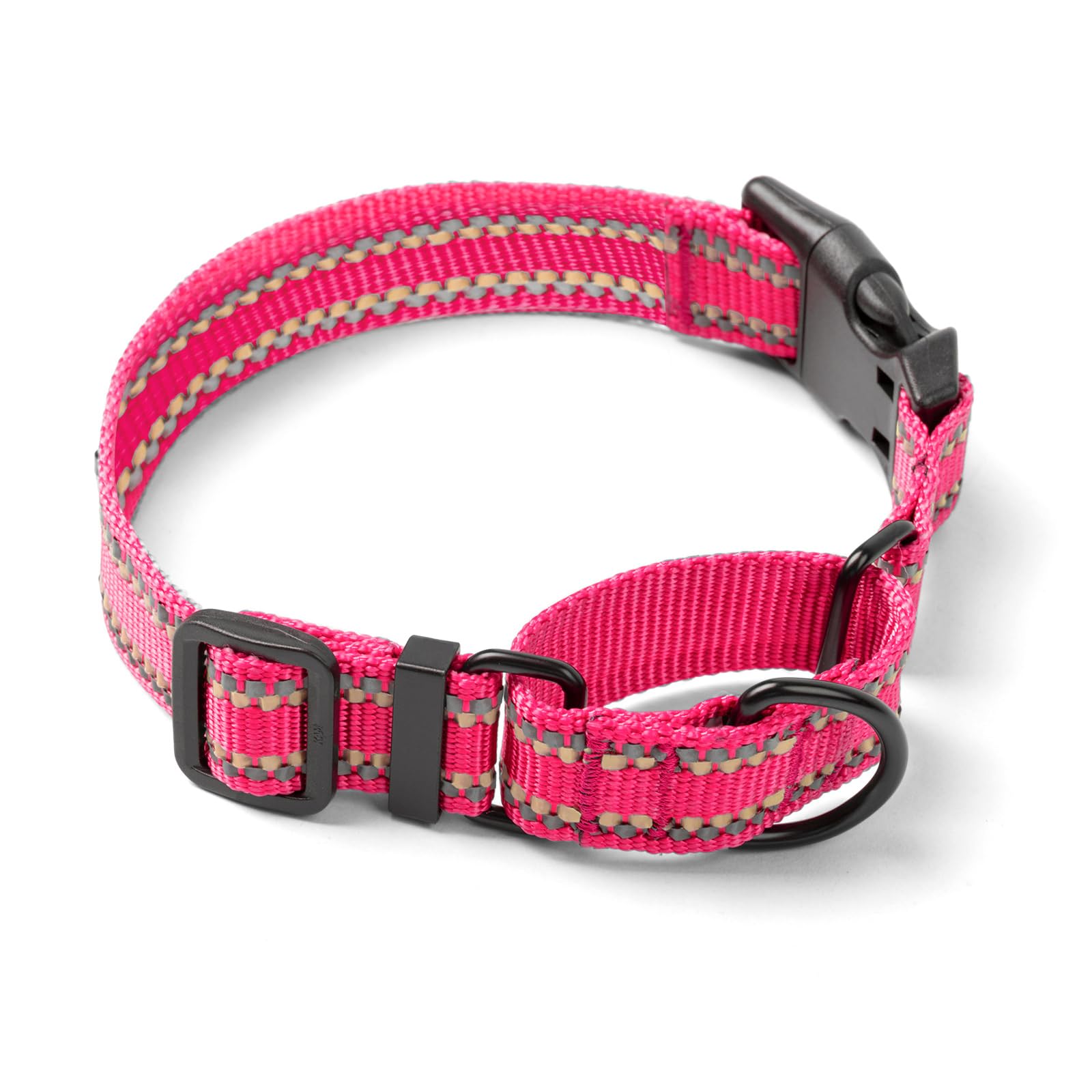 Hoowoo Large Dog Collar - Escape Proof Martingale with Reflective Stripe, Soft Nylon, Anti-Pull, Quick Release Buckle, Perfect for Training and Puppy Use