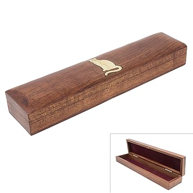 Toyinngg Handmade Long Wooden Box Storage Rectangular Cat Charm Traditional Arts,11 Inch