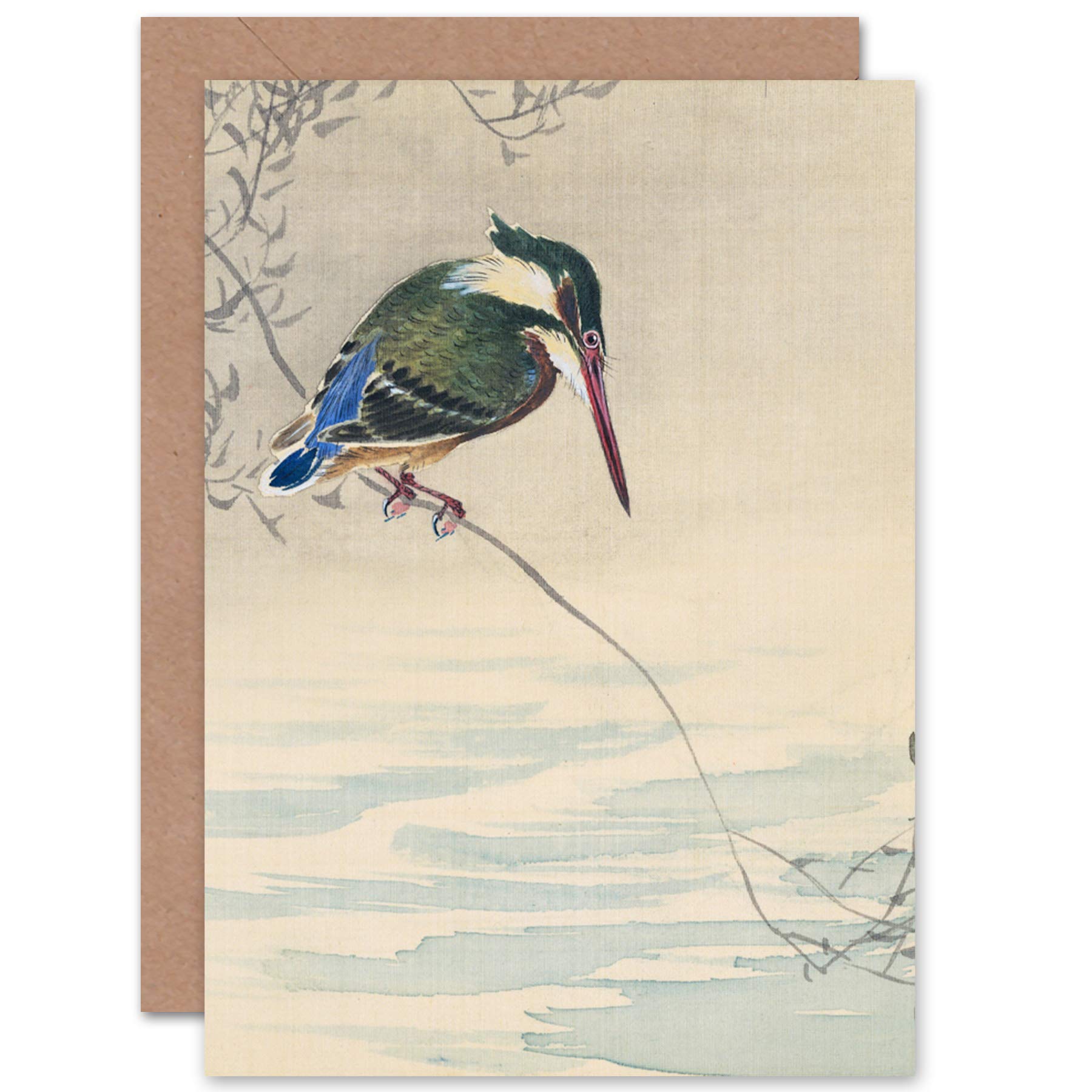Artery8 Ohara Koson Kingfisher Bird Japanese Painting Fine Art Greeting Card Plus Envelope Blank Inside