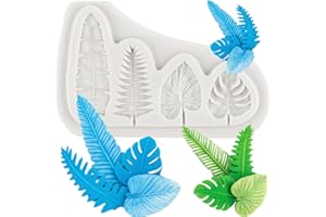 QDMOLDS Tropical Leaf Silicone Molds Fan Leaf Fondant Mold Monstera Candy Molds Fern Leaf Mold for Chocolate Cupcake Topper C