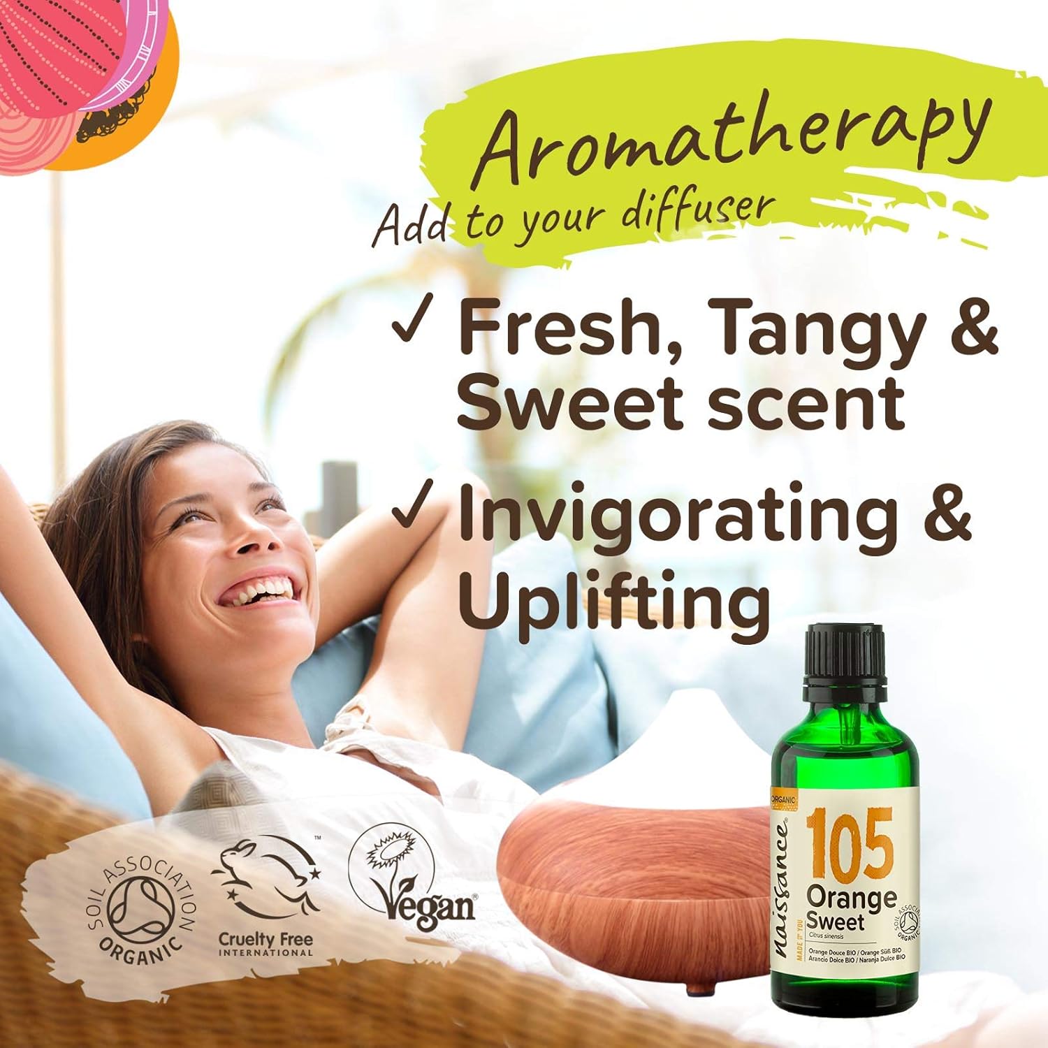 Naissance Organic Sweet Orange Essential Oil (No. 105), 50ml, Pure, Natural, Certified Organic, Cold Pressed, Cruelty Free - Image 3