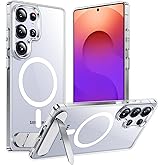 FENDALE Magnetic for Samsung Galaxy S25 Ultra Case [Built-in Invisible Kickstand] [Not-Yellowing] [Military-Grade Drop Protection] Shockproof Phone Case for Galaxy S25 Ultra 6.9" - Clear