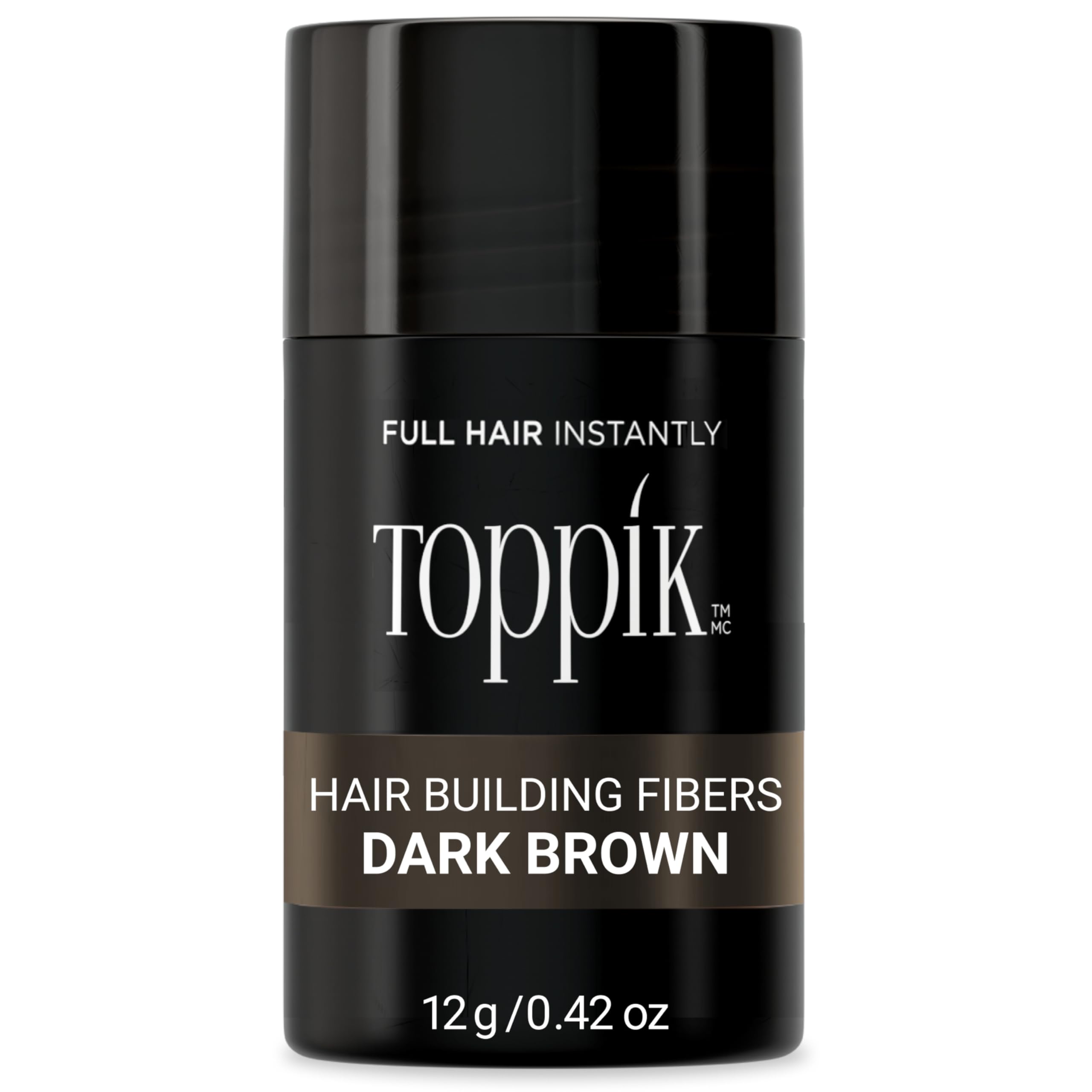 Toppik Hair Building Fibres Powder, for a Thicker-looking Hairline, Crown and Beard, Instant Thinning Concealer for Men and Women, Dark Brown, 12 g