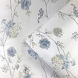 Taamall Simplemuji Ink Blue Flower Self Adhesive Wallpaper Drawer and Shelf Liner for Kitchen Cabinets Cover Furniture Door D