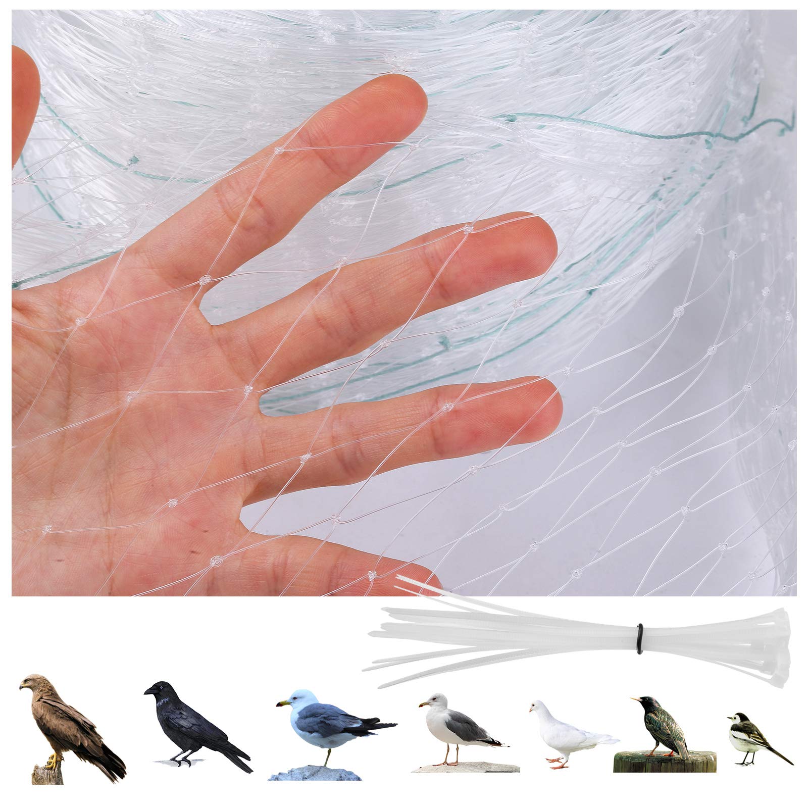 Photo 1 of GWHOLE 9.8 x26 Ft Garden Netting with 1'' Square Mesh with Cable Tie for Fruit, Vegetable, Plant Trees Protection, Translucent