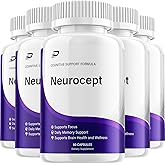 Neurocept Supplement Capsules – All Natural Maximum Strength Formula, Focus & Memory Support (5 Pack – 300 Capsules)