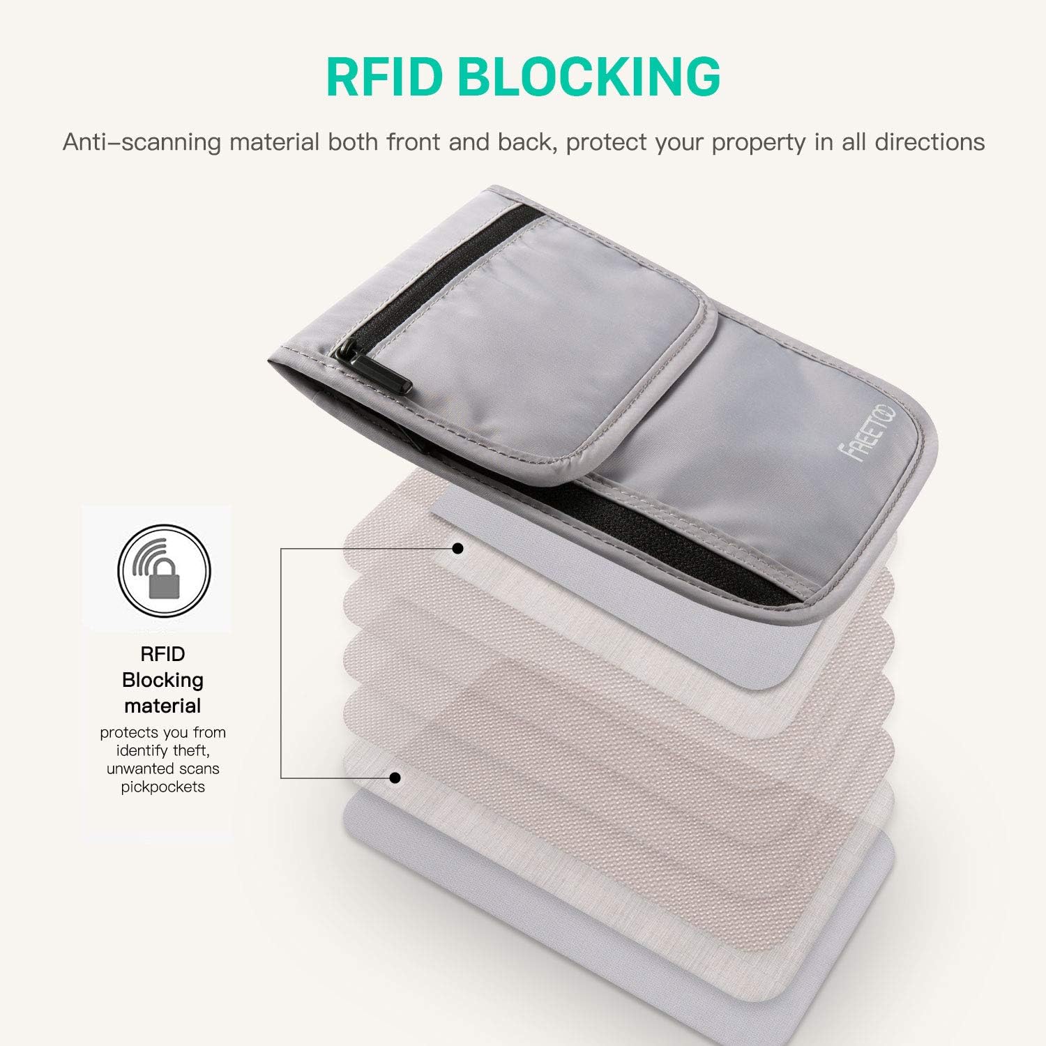 FREETOO Travel Neck Wallet Neck Pouch with RFID Blocking, Passport Holder Family Anti-Theft Hidden Passport Wallet for Men Women to Keep Your Passport Document and Credit Card Safe: Sports & Outdoors