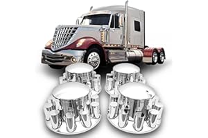 YUANJUFITT Semi Truck Lug Nut Covers 4 Pack of 33mm Lug Nut Covers Cylinder Axle Cover Set Chrome Rear Axle Wheel Cover Set Removable Hub Caps Screw-on Lug Nut Covers for Semi Truck Accessories