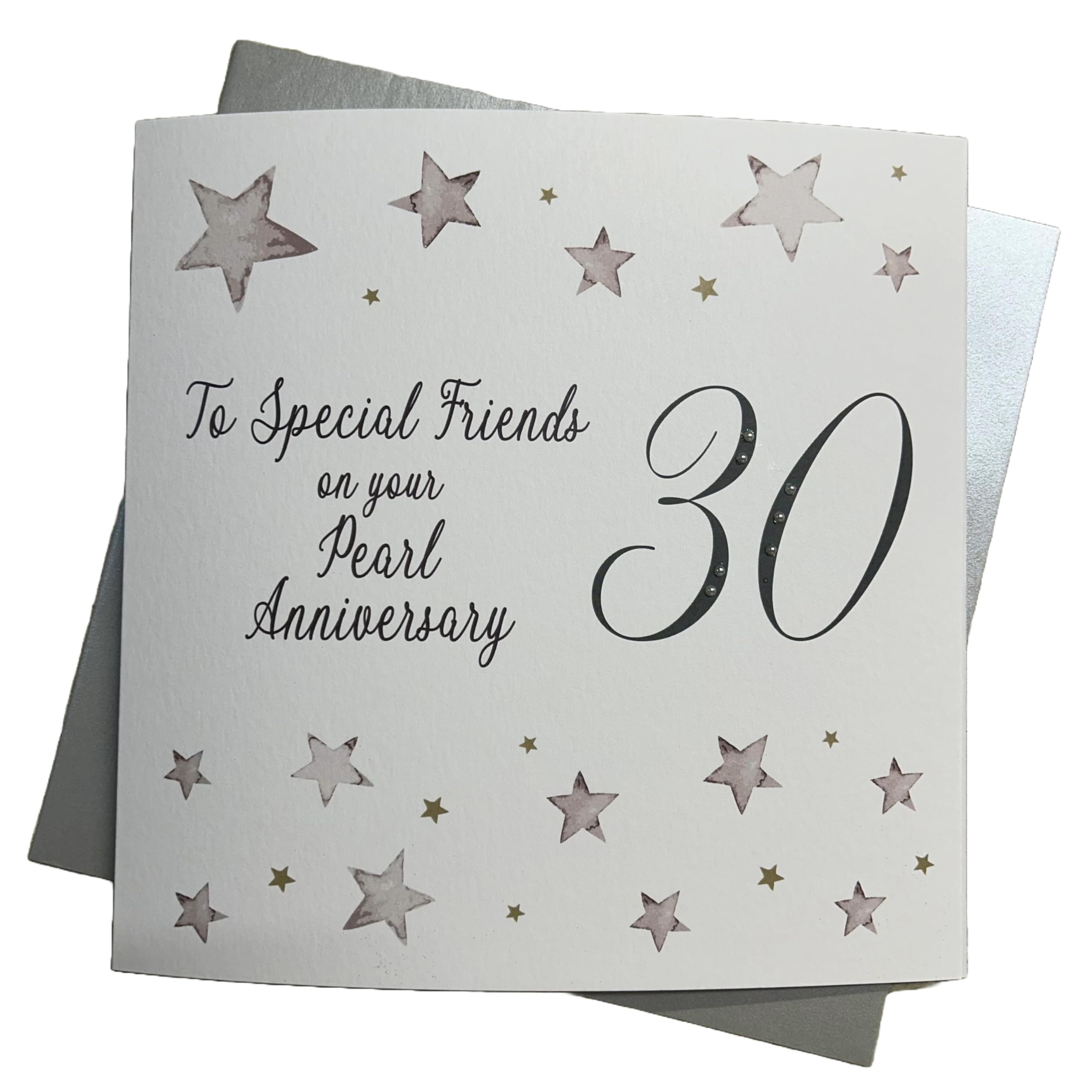 WHITE COTTON CARDS Large Big Twist Range, Special Friends On Your Pearl 30" Handmade 30th Anniversary Card, XF30S