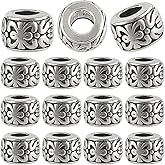 SOFPLATE 1 Box 150Pcs 3.5mm Large Hole Spacer Beads 8mm Silver European Rondelle Bead Bulk Antique Tibetan Metal Column Barrel Charm Beads for Bracelets Earrings Necklace Jewelry Making Snake Chain