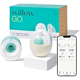 Willow Go Wearable Breast Pump, Hands Free Double Electric Breast Pump, Wireless In-Bra Design with 15 level Hospital Grade Suction, includes 24mm &amp; 21mm Flanges &amp; 5oz Reusable Containers, App enabled