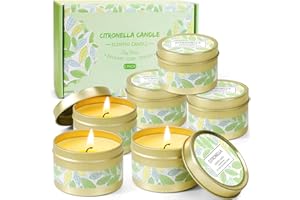 LA BELLEFÉE Citronella Candles Outdoor, Scented Candles Natural Citronella Soy Wax Candles, Travel Tin Candle Set, Lemongrass Candles for Summer Patio Camping, Backyards, Indoor (6x2.5oz)