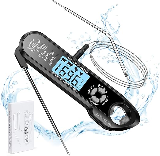 Meat Thermometer Instant Read Oven Safe 2 in 1 Dual Probe Digital Food