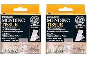 Lineco Transparent Mending Tissue, Archival, Pressure Sensitive Non-Yellowing Removable Solvents Neutral pH, 0.5 Inch x 50 Fe