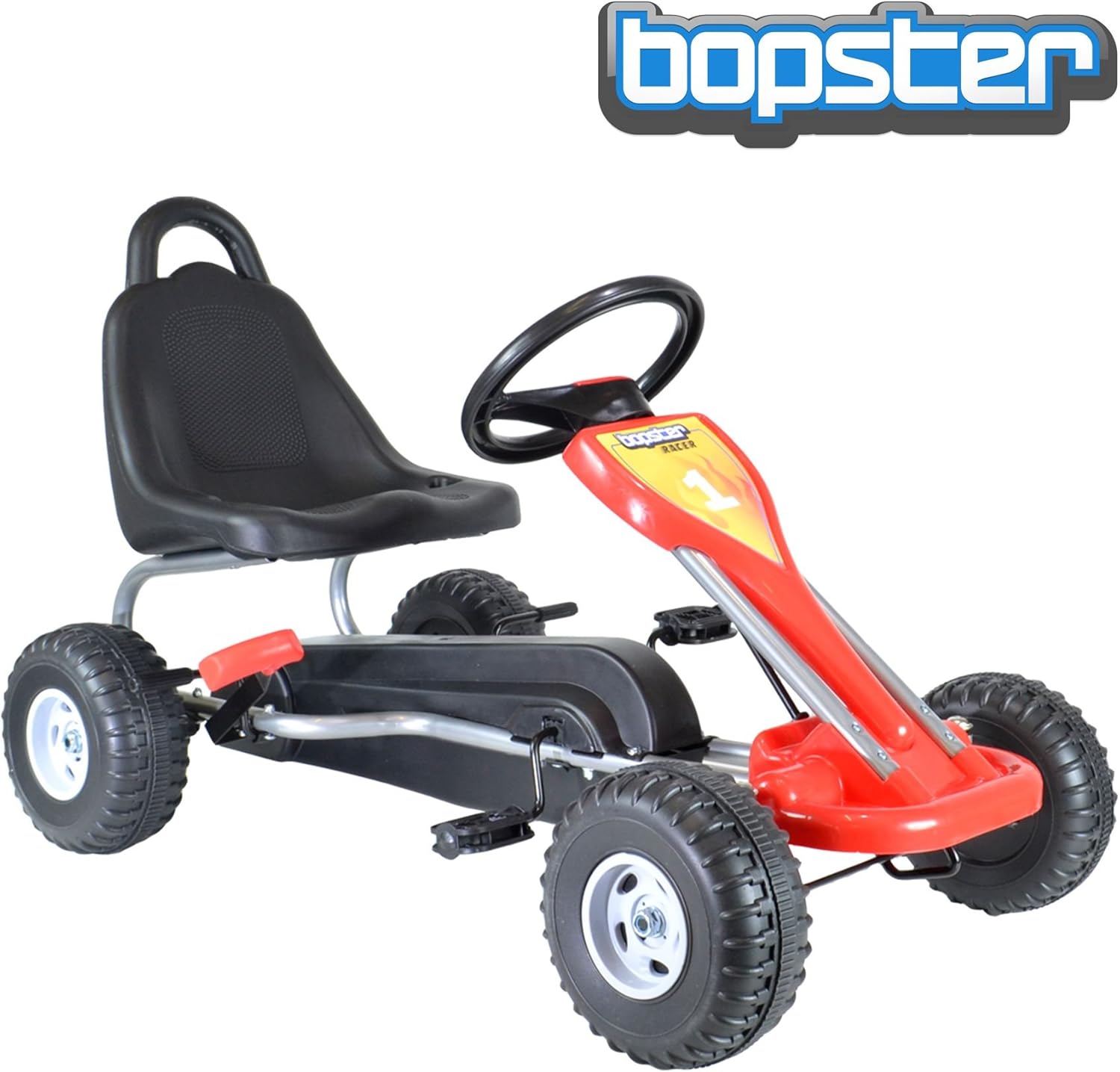 bopster® Coche de pedales “GoKart” para niños con ruedas de plástico y