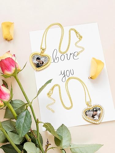 BOPREINA Double Sided Picture Necklace Personalized Photo Pendant - Main Image