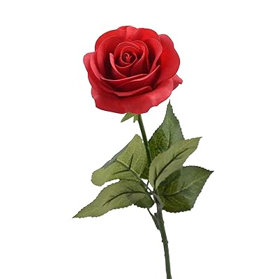 Louis Garden 17" Artificial Silk Flowers Fake Rose (1, Red)