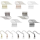 AGCFABS 350pcs 20×17mm 7 Color Earring Hooks Hypo-allergenic Ear Wires Fish Hooks with a Transparent Plastic Box Jewelry Findings for DIY Jewelry Making (350)