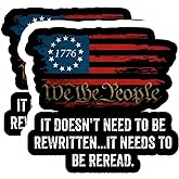 eDesign 2-Pack We The People American Flag Vinyl Sticker Decal - 4 Inches - United States Patriotic Car Decals for Truck SUV Van Window Bumper Wall Laptop Tablet Waterbottle and Any Smooth Surface