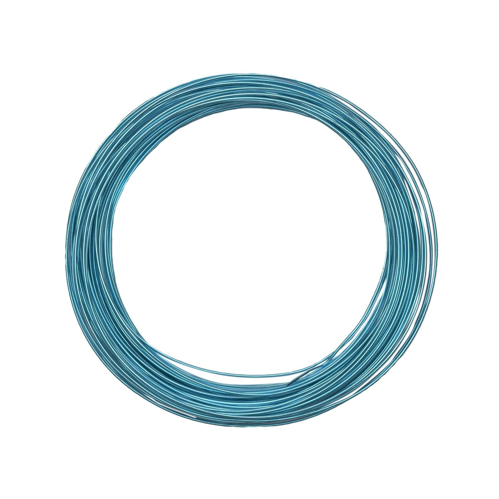 Vaessen Creative Aluminium Craft Wire 49.2 ft (15 m) x 0.03" (0.8 mm) Turquoise (Blue) - Flexible Metallic Wire for Crafting, Flower Arranging, Jewellery Making and Modelling