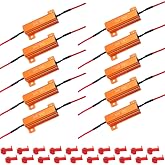 BFXM 10Pcs 50W 6Ohm Load Resistors LED Turn Signal, Amber LED Resistor | LED Load Resistor Kit for Fix LED Bulb Fast Hyper Flash Turn Signal Blink Error Code