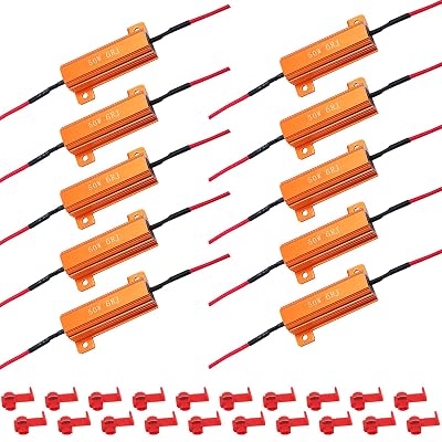 10Pcs 50W 6Ohm Load Resistors LED Turn Signal, LED Load Resistor Kit for Fix LED Bulb Fast Hyper Flash Turn Signal Blink Error Code (Amber)