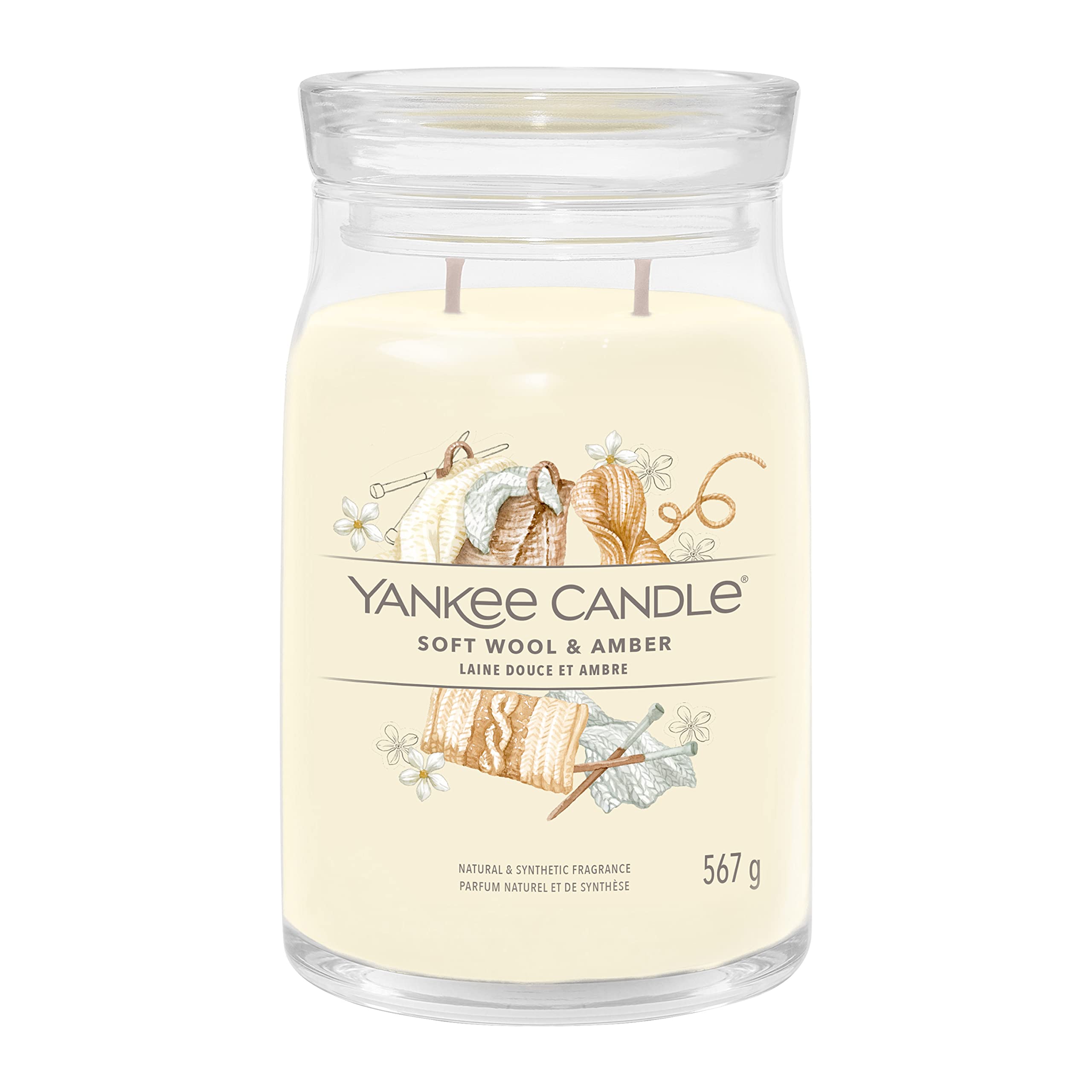 Yankee Candle Signature Scented Candle | Soft Wool & Amber Large Jar Candle with Double Wicks | Soy Wax Blend Long Burning Candle | Perfect Gifts for Women
