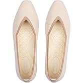 Frank Mully Women's Square Toe Knitted Flats Breathable Lightweight Slip-On Shoes with Arch Support for All-Day Comfort
