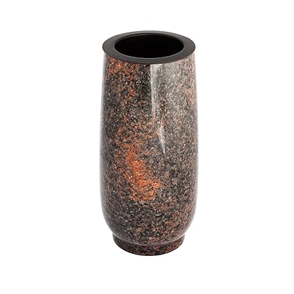 Klassische Grabvase aus echtem Granit Aurora Finnland Höhe 20 cm / Ø 10 cm Grabschmuck wetterfest frostsicher Granitvase mit 