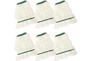 Commercial Cotton Looped End String Mop Head Replacement, 6-Pack, Wet Industrial Cleaning