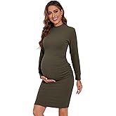 Smallshow Women's Materntiy Dress Long Sleeve Knit Crew Neck Pregnancy Clothes
