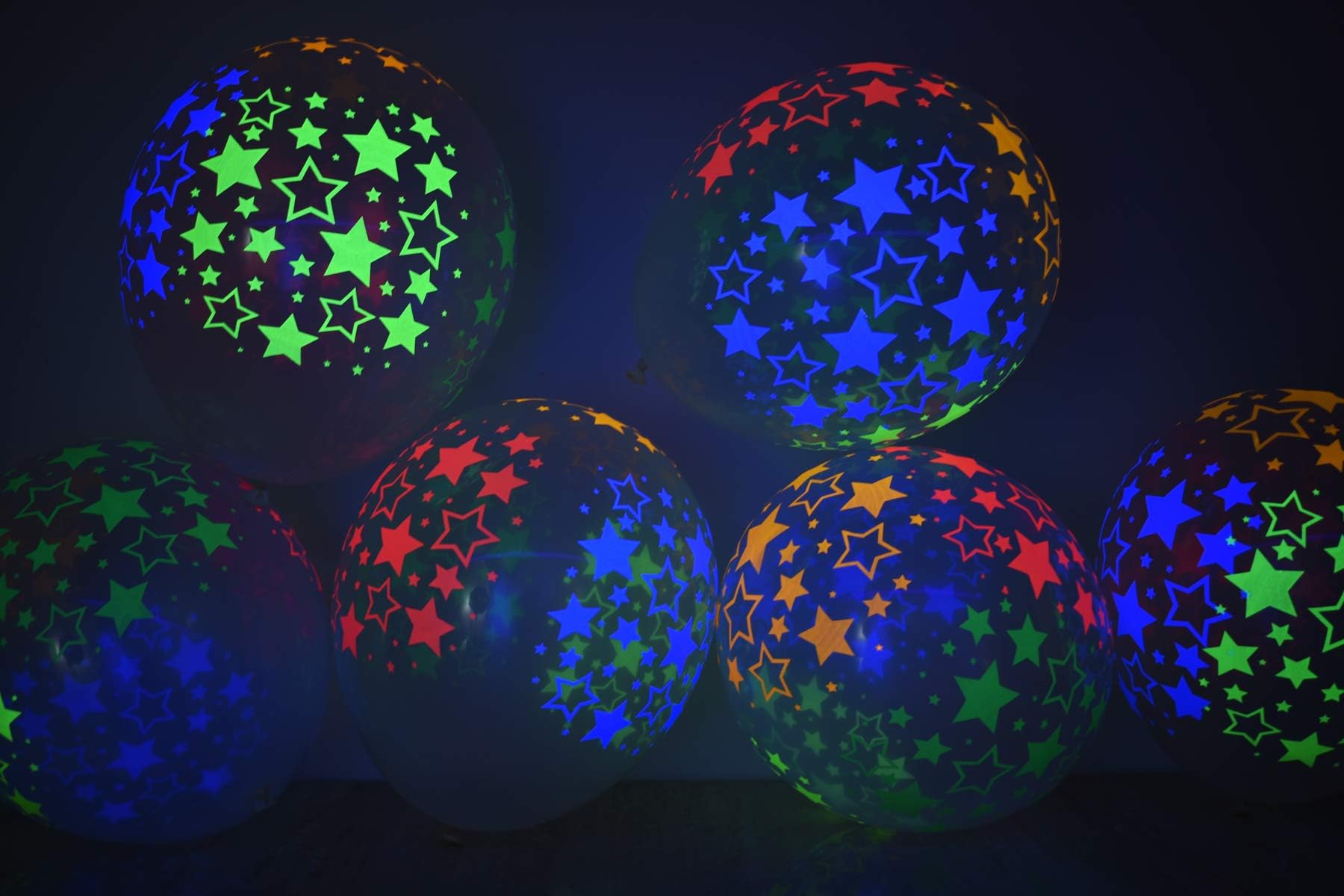 DirectGlow Clear Latex 11 inch UV Blacklight Reactive Neon Star Glow Party Balloons (10)