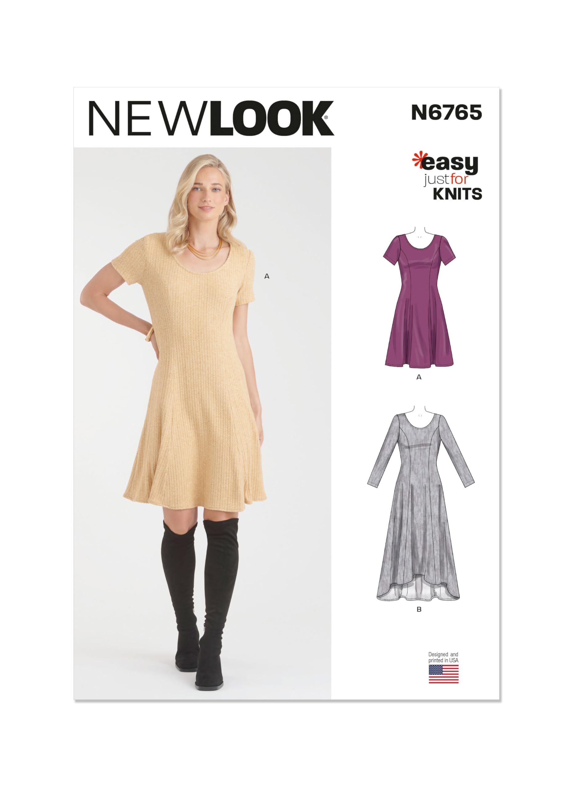 NEW LOOK UN6765A Misses' Knit Dresses Size 10-12-14-16-18-20-22