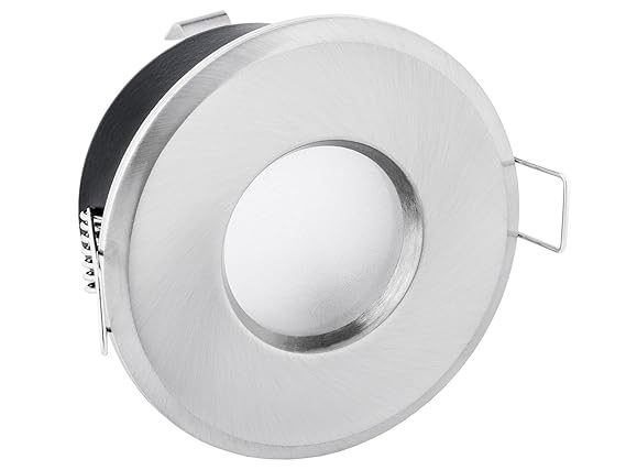 linovum® Feuchtraum Einbaustrahler Rahmen IP65 für Bad, Dusche - Wassergeschützt - Edelstahl Optik gebürstet rund inkl. GU10 