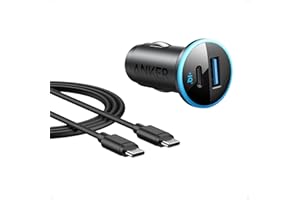 Anker USB C Car Charger Adapter, 52.5W Cigarette Lighter Charger, 323 Anker Car Charger with 30W PowerIQ 3.0 Fast Charging Cable for iPhone 15/15 Pro Max, 14/13/12 Series, Galaxy S23/22, Pixel