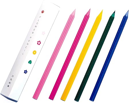 Amazon 花色鉛筆 花 色鉛筆 Trinus 5色 5本 セット 鉛筆削り付き 色鉛筆 文房具 オフィス用品