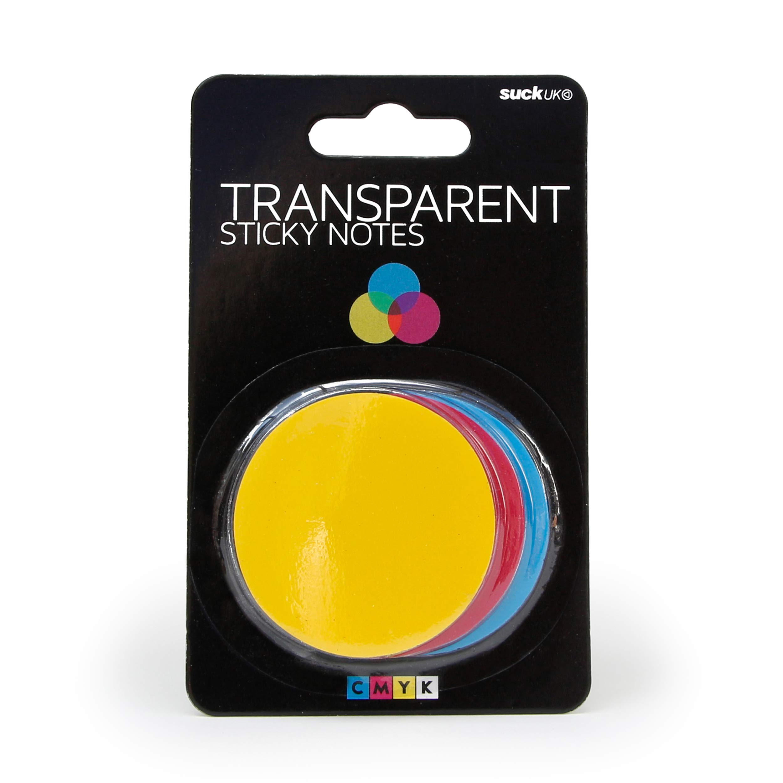 Suck UK Transparent CMYK Sticky Notes | Self-Adhesive Memo Pad in Vibrant Colour | Cyan/Magenta/Yellow | Layer to Make Colours of The Rainbow
