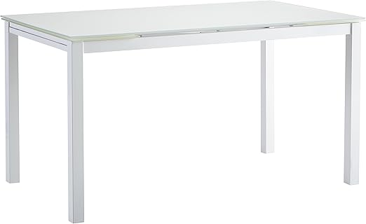 Amazon De Ausziehtisch Gehartetem Glas Und Metallrahmen Fur Esszimmer Oder Wohnzimmer Weiss 110 170 X