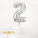 Unique Silver Number 2 Shaped Large Foil Balloon 86cm 34in view 2