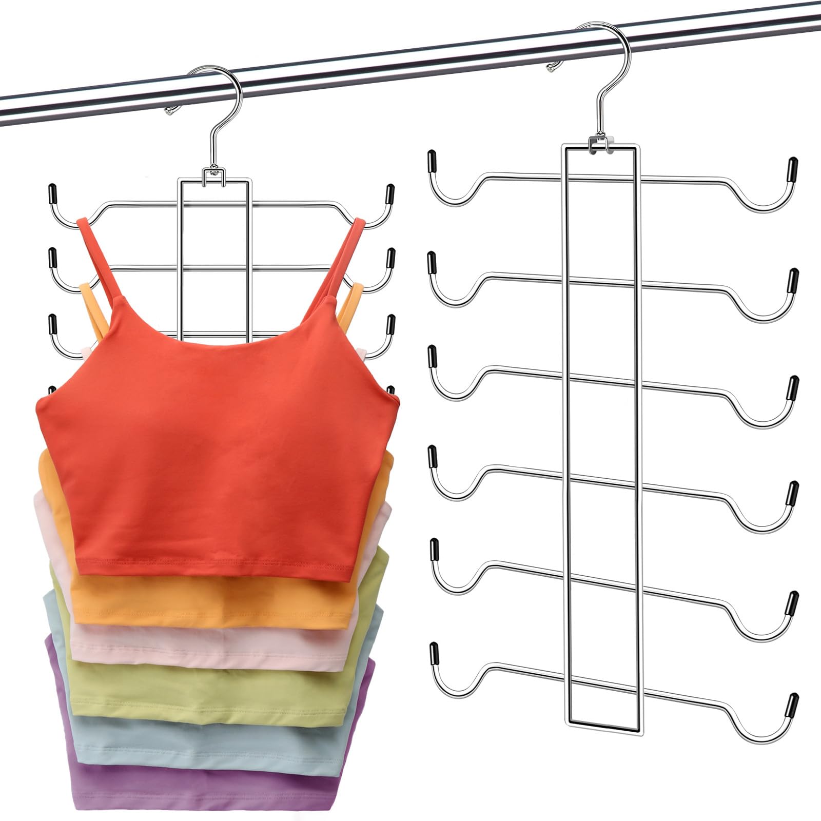 Photo 1 of 1 Pack Closet-Organizers-and-Storage,6 Tier Tank-Top-Hangers-Space-Saving,Closet-Organizer,Non-Slip Hanging Sport Bras Holder,Dorm-Room-Essentials-for-College-Students-Girls Camisoles Swimsuits Dress