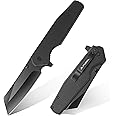FLISSA Folding Knife, 4-3/4" Reverse Tanto Folding Pocket Knife, Black Stonewash Blade, G10 Handle, for Hunting, Survival, Camping and Outdoor Activities, Great Gifts for Dad, Husband, Friend