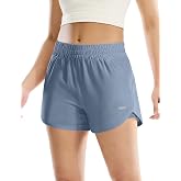 MIER Womens 2 in 1 Running Workout Shorts 3" Dry Fit with 4 Pockets | 2 Phone Pockets on Mesh Liner &amp; 2 Zip Pockets, Ventilation Back, Dolphin Cut, Stretch Breathable, Reflective for Gym Athletic