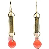 Silver Forest Slim Bar and Tumbled Orange Stone Pierced earrings NE-2303