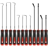 12PCS Automotive Pick and Hook Tool Set, Professional Mechanic Pick Set | 4 Flat Oil Seal Hooks &amp; 8 Hook Picks, Dual Length Design, Heat-Treated High Carbon Steel &amp; Premium Metal, Ergonomic Grip
