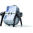 Durable Visifix Flip Rotary Business Card File, Holds 400 2.88 X 4.13 Cards, 8.75 X 7.13 X 8.06, Plastic, Black/Silver