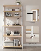 VASAGLE Kitchen Storage Rack 6 Shelves 6 Hooks Golden Oak White KKS019W09 view 9