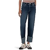 KUT from The Kloth Womens Fay High Rise Fab Ab Straight Leg-roll Up Raw Hem