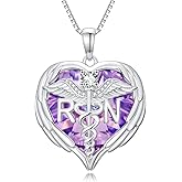 WINNICACA Nurse Gifts for Women 925 Sterling Silver Caduceus Angel Wing RN Necklaces Jewelry Gifts for Nurses Doctors Medical Students Nurses Week Appreciation Graduation Christmas Gift